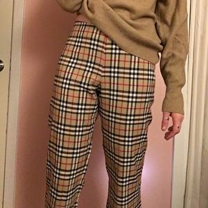 High-Waisted Cropped Plaid Pants